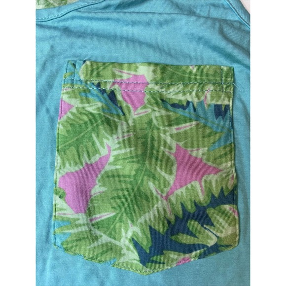Marley Lilly NWT Woman’s Tropical Palm Tree Tank Blue Green Pink Large L/XL - Picture 5 of 7
